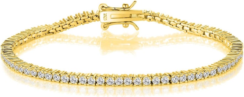 TIKJE 925 Sterling Silver 2-7mm Cubic Zirconia Classic Tennis Bracelet | White Gold Bracelets for Women | Size 6-8.5 inches - Image 1